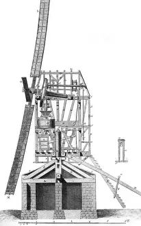 Windmill In France Stampe: Windmill in 18th C