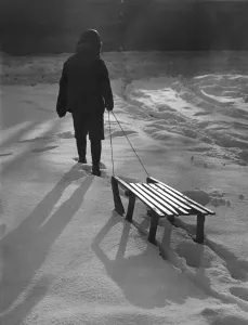 Scena Invernale Stampe: Giovane tirerà il carretto del 1945