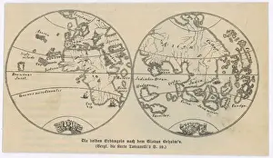 Rare Historical Maps Stampe: World Map / Behaim 1492