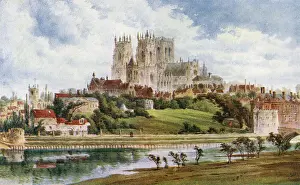 Inghilterra Stampe: Cattedrale di York distante