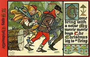 Historical Christmas Images Stampe: The yule log