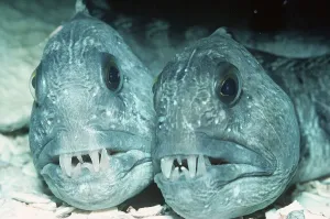 Stampe di PM-6050 Squalo lupo Atlantico Nord Anarca lupus Pat Morris Prendere nota che le stampe sono destinata solo a scopi di visualizzazione personale e potrebbero non essere riprodotte in alcun modo Wolffish Stampe: PESCE Lupo - coppia