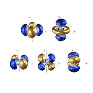 Stampe di Le orbital degli elettroni del quarto livello, modello computer Immagini datate 2005 maggio: Orbitali elettronici 4D