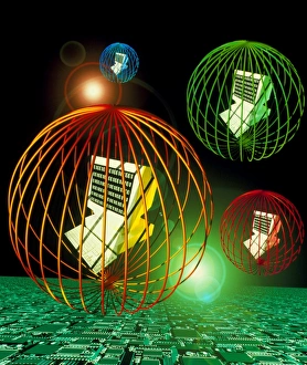 Digital Security Measures Stampe: Abstract computer art depicting computer security