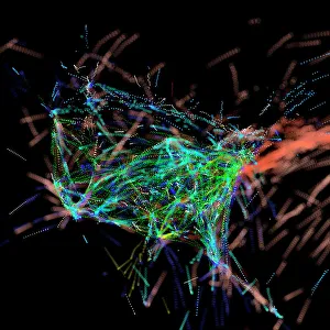 Stampe di La visualizzazione del traffico aereo. L'arte computerizzata per il traffico aereo negli Stati Uniti d'America Immagini datate 2012: Visualizzazione del traffico aereo