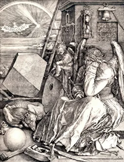 Stampe di L'alchimia. Opera d'arte storica dell'artista tedesco Albrecht Durer (1471-1528) intitolata Melencolia I Albrecht Durer Stampe: Alchemy