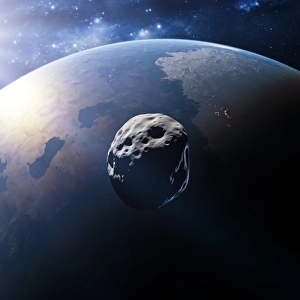 Stampe di Pianeta extraterrestre e asteroide Immagini datate 2009 giugno: Pianeta extraterrestre e asteroide
