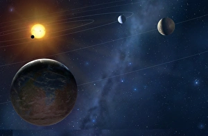 Astronomical Artwork Stampe: Artwork of an Extrasolar Planetary System