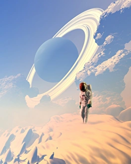 Space Exploration Stampe: Astronaut exploring a planet