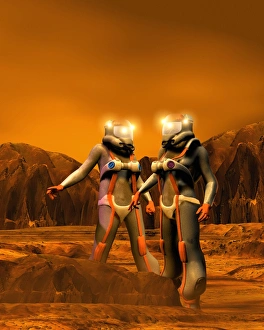 Martian Surface Exploration Stampe: Astronauts on Mars