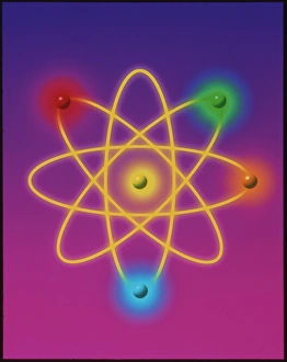 Stampe di L'atomo di berillio. Grafica computerizzata di un singolo atomo di berillio Immagini datate 1994: Struttura atomica.