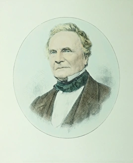 Stampe di Engraving di Charles Babbage, un matematico inglese nato dicembre 1792 e morto ottobre 1871 Immagini datate 1991: Carlo Federico Dibelli
