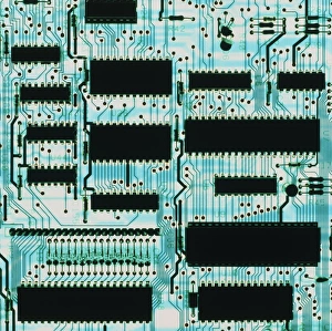 Computer Circuit Board Stampe: Circuit board with microprocessors, etc