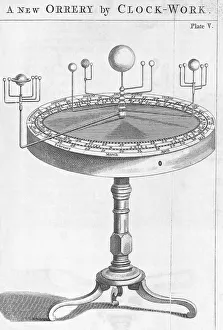Stampe di L'orreria meccanica o rara opera artistica storica. Questo è un modello di orreria meccanico dell'influenza planetaria nel sistema solare del XVIII secolo Immagini datate 2003: Orologio meccanico o Orreria astrale