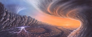 Giove Stampe: Paesaggio di nuvole su Giove, opera d'arte