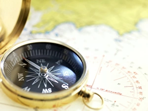 Compass Navigation Stampe: Compass on a map