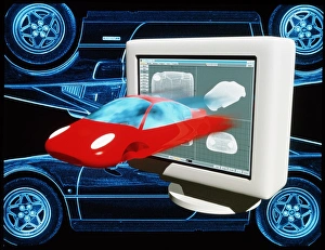 Computer Aided Design CAD Stampe: Computer-aided design of a car