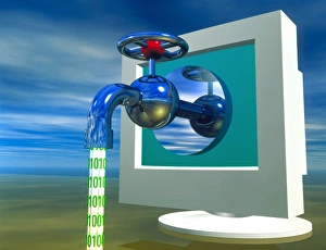 High Tech Communications Stampe: Computer artwork of information from computer