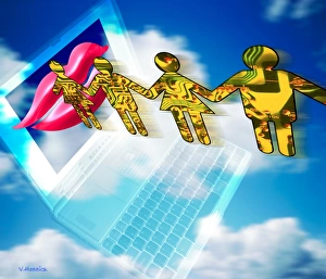 High Tech Communications Stampe: Computer artwork of internet dating