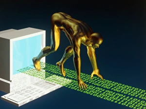Digital Communication Symbolism Stampe: Computer artwork of the internet as a sprinter