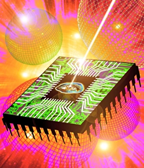Computer Stampe: Arte computazionale di luce che colpisce gli occhi nel microcircuito