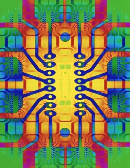 Electronic Circuit Board Stampe: Computer artwork representing a circuit board
