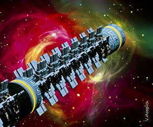 Future Space Travel Stampe: Computer artwork of a spaceship