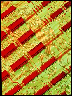 Computer Hardware Equipment Stampe: Computer circuit board with microchips