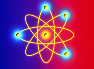 Atomic Structure Illustration Stampe: Computer graphic of a Beryllium atom