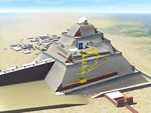 Stampe di La costruzione delle Piramidi. L'opera d'arte che mostra un metodo possibile utilizzato dagli antichi Egizi per costruire la Grande Piramide di Giza Immagini del 9 febbraio 2011: Costruzione delle Piramidi