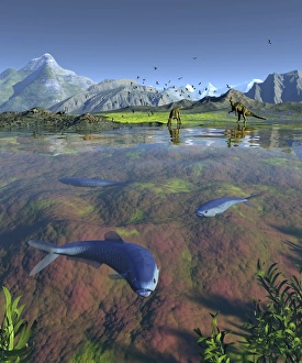 Late Cretaceous Period Stampe: Creataceous animals, artwork