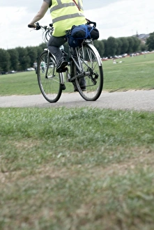 Environmentally Friendly Transport Stampe: Cyclist on a cycle path