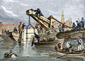 19th Century Engineering Stampe: Diving bell use