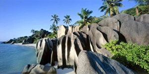 La Digue Island Seychelles Stampe: Eroded granite