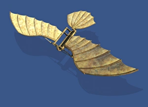 Leonardo Da Vinci Inventions Stampe: Flying machine, artwork