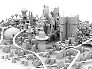 Futuristic Urban Design Stampe: Future city, artwork