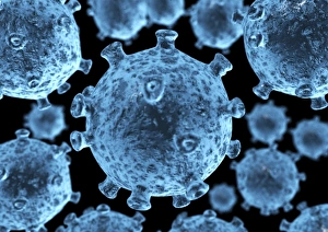 Computer Artwork Viruses Stampe: HIV particles, computer artwork