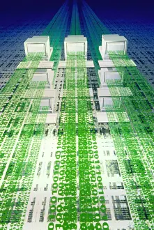Stampe di La superstrada dell'informazione Immagini datate 1997 agosto: Autostrada dell'informazione: computer e dito binario.