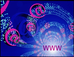 Stampe di La rete Internet. Artefatto artistico rappresentante la rete internet, compresa l'e-mail (posta elettronica) e il World Wide Web Immagini datate 1997 agosto: Internet astratto