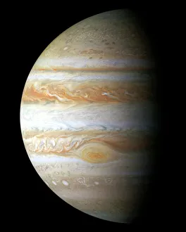 Stampe di Jupiter. Immagine ottica di colore vera di Giove, scattata da una mosaiche delle foto della sonda Cassini il 29 dicembre 2000 Immagini datate 2004: Jupiter