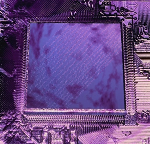 Ritratto macro di un microchip computer Intel.