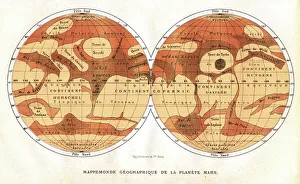 Stampe di Carta di Marte, pubblicata a Parigi nel 1881 Immagini datate 2003 novembre: Carta di Marte del 1881