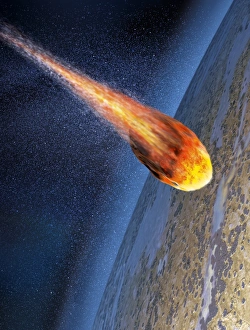 Stampe di Il Meteo. L'opera d'arte del computer di un meteoro che entra nell'atmosfera di una pianeta alieno Immagini datate 2013 febbraio: Oggetto d'arte meteorologico