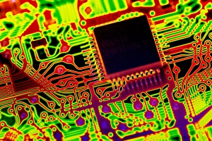 Circuit Board Design Stampe: Microprocessor chip, computer artwork