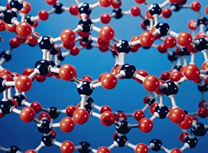 Stampe di Il quarzo è un modello molecolare del quarzo, uno dei minerali più abbondanti nella crosta terrestre. Il quarzo è una forma cristallina di silicio (silicio ossido SiO2) Immagini datate 2004 maggio: Modello molecolare di quarzo