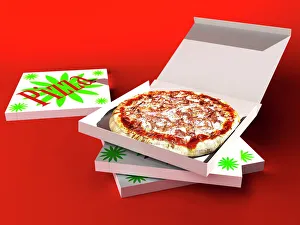 Stampe di Pizza, arte informatica Immagini datate 2005 maggio: Pizza nella scatola, arte informatica del computer