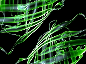 Stampe di Struttura del proteina. Artwork computer dei coassi alfa e delle strisce beta della secondaria struttura di un proteina Immagini datate 2009 giugno: Struttura del proteina, arte