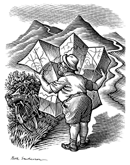 Vintage Navigation Stampe: Reading a map, artwork