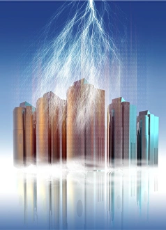 Data Protection Concept Stampe: Servers under attack, conceptual artwork
