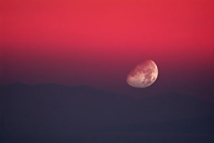 Red Sky At Sunset Stampe: Setting Moon in a red sky